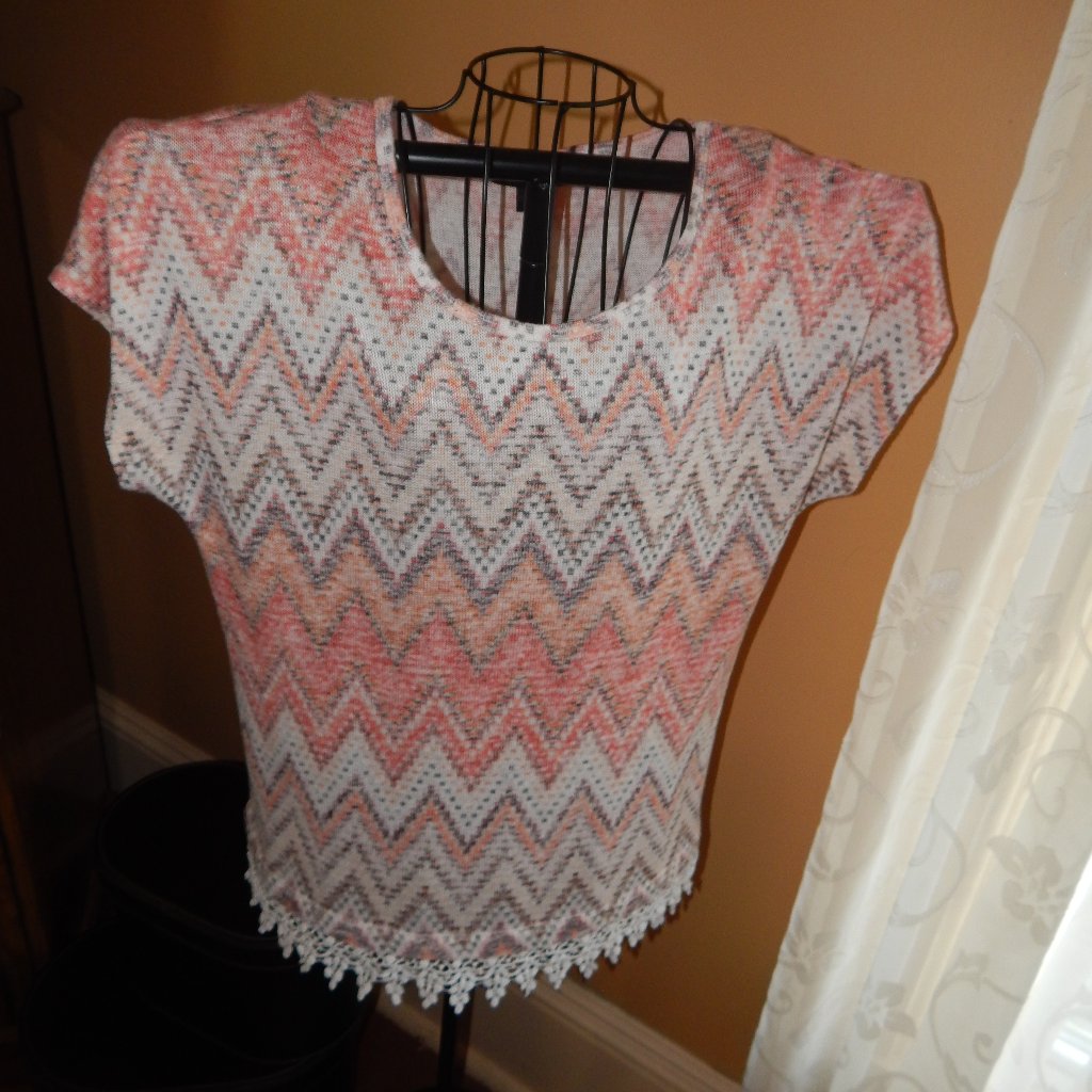 Ladies Agb Batwing Short Sleeve Top - Blouse ~~ Size Large